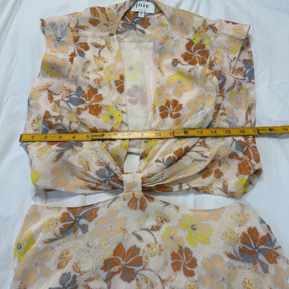 Joie Maeve B Silk Maxi Dress Apricot‎ Buff Orange Size 14 Nipped Waist Cutouts - Picture 11 of 12